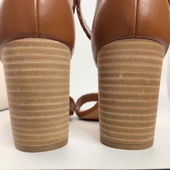 Vince Camuto Maghen Sandals 7.5 Braided Strappy Open Toe Block Heel Cognac - Picture 5 of 12